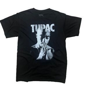 Tupac Men's Shakur Praying Hands Black T-Shirt Size Medium